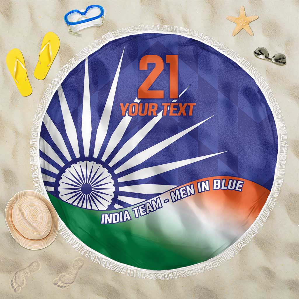 India Cricket Custom Beach Blanket Ashoka Chakra with Flag Style