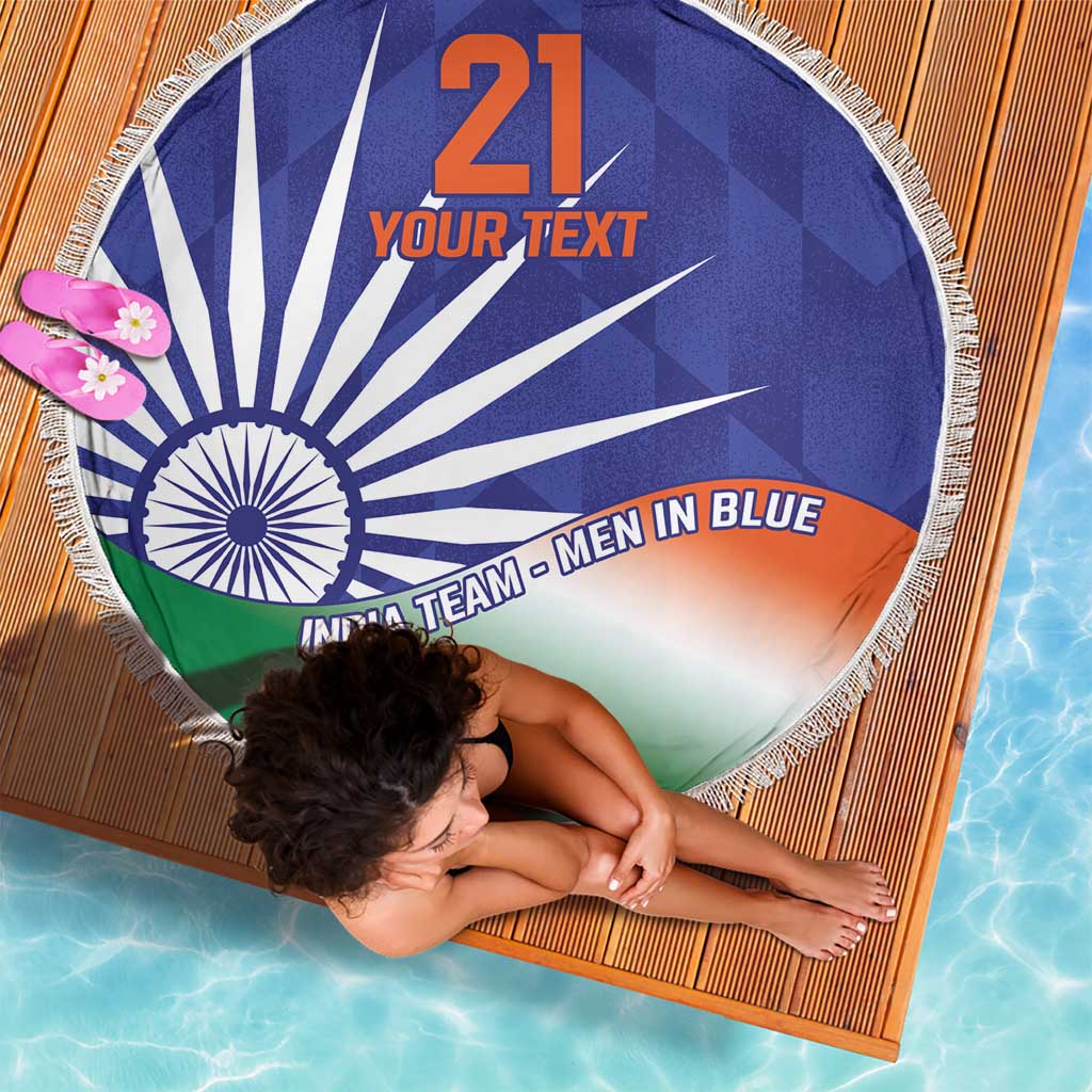 India Cricket Custom Beach Blanket Ashoka Chakra with Flag Style