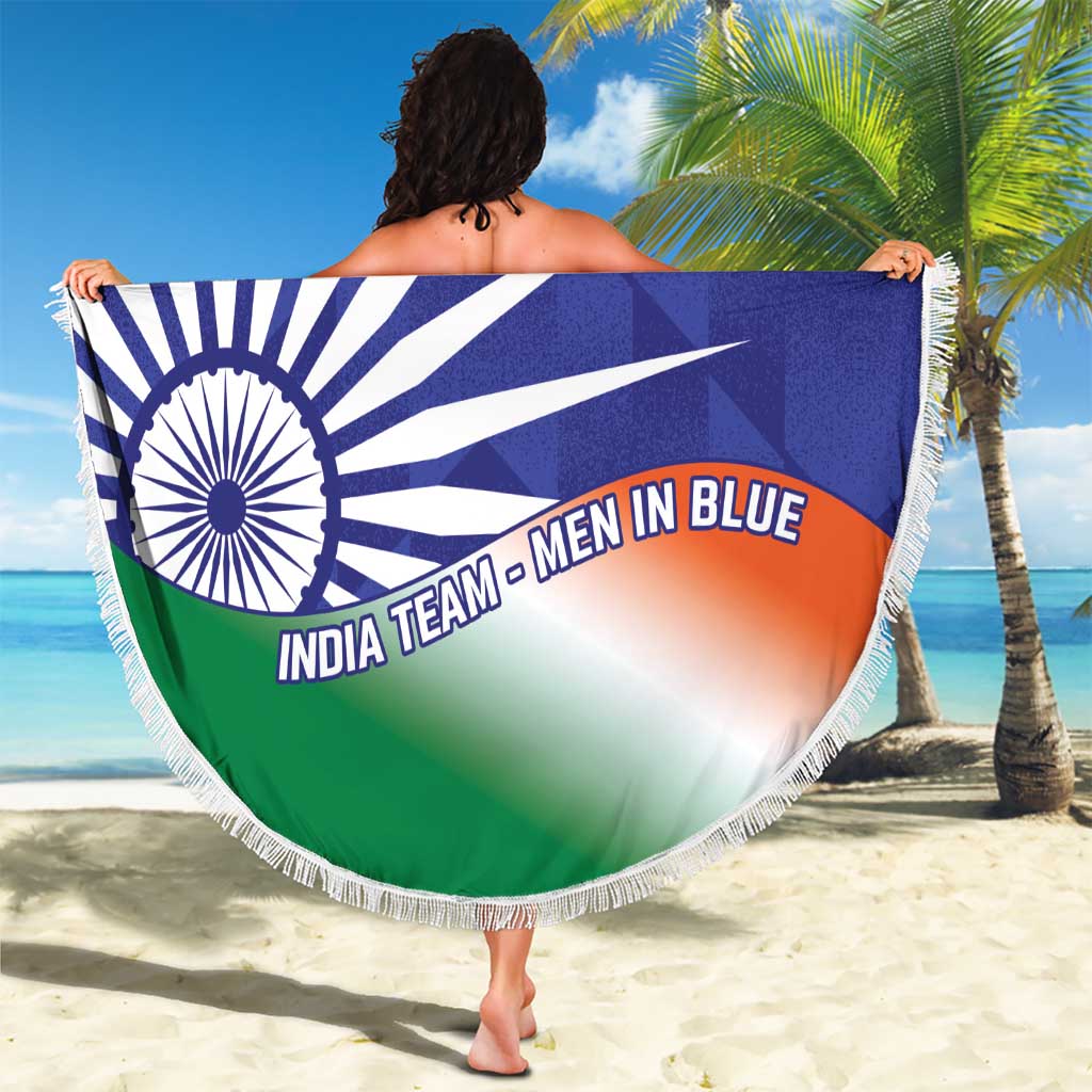 India Cricket Custom Beach Blanket Ashoka Chakra with Flag Style