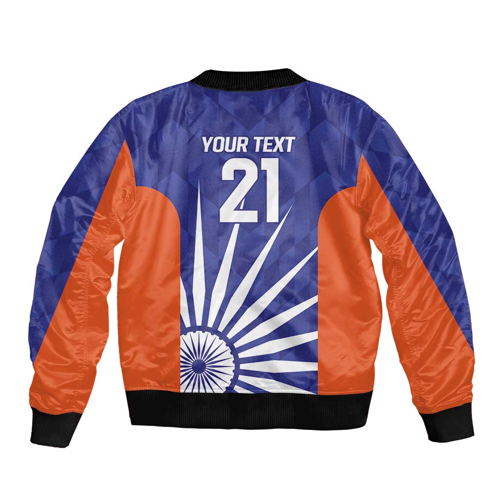 India Cricket Custom Bomber Jacket Ashoka Chakra with Flag Style