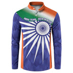 India Cricket Custom Button Sweatshirt Ashoka Chakra with Flag Style