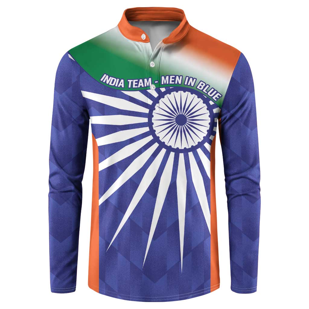 India Cricket Custom Button Sweatshirt Ashoka Chakra with Flag Style