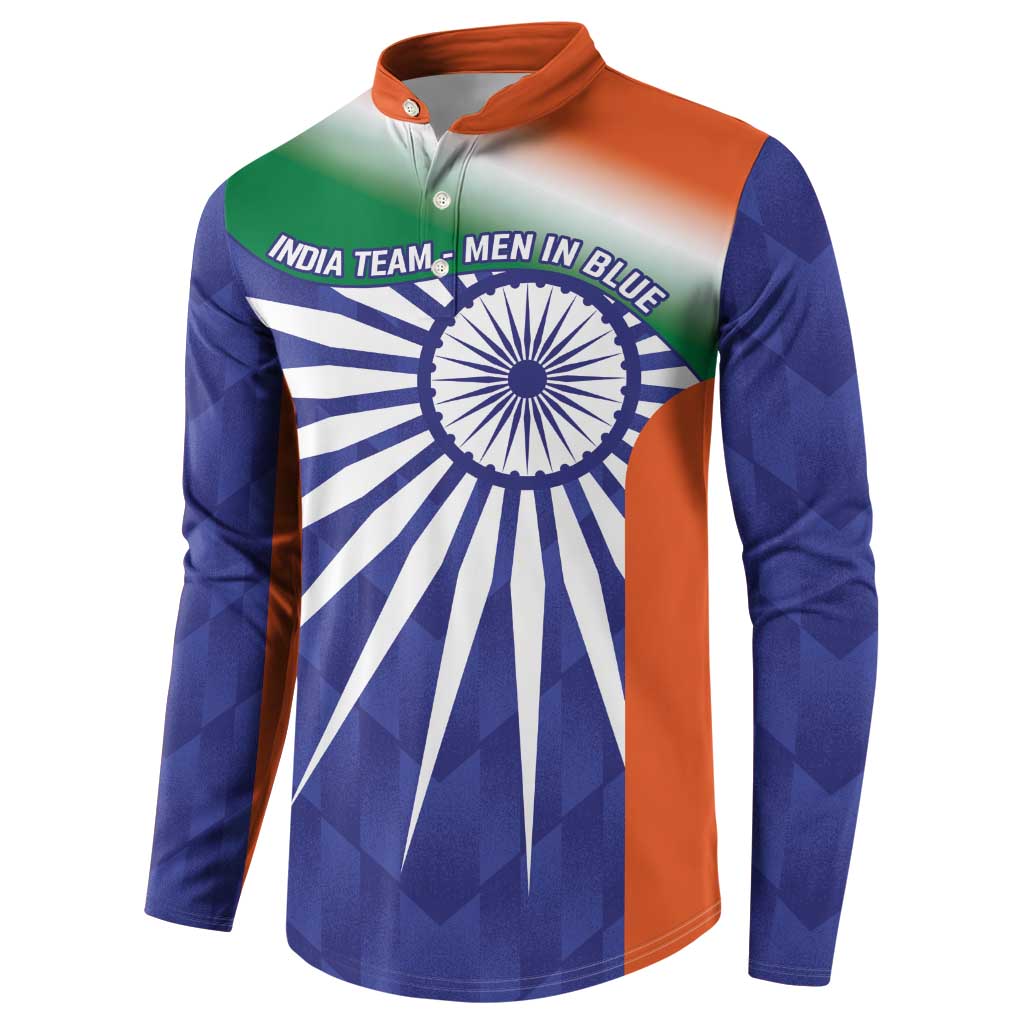 India Cricket Custom Button Sweatshirt Ashoka Chakra with Flag Style