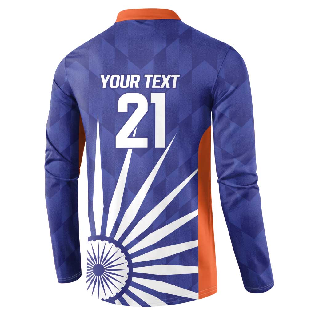 India Cricket Custom Button Sweatshirt Ashoka Chakra with Flag Style