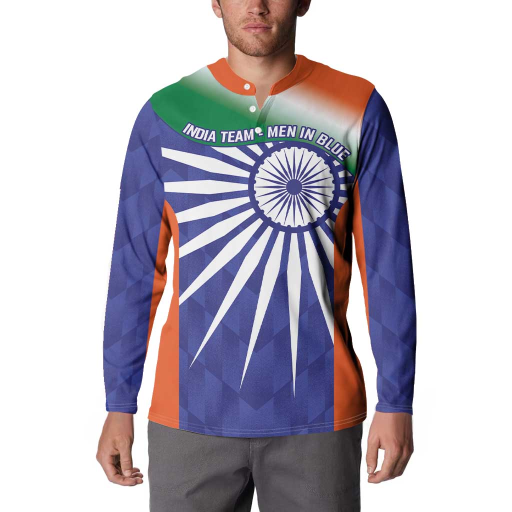 India Cricket Custom Button Sweatshirt Ashoka Chakra with Flag Style