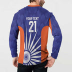 India Cricket Custom Button Sweatshirt Ashoka Chakra with Flag Style
