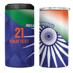 India Cricket Custom 4 in 1 Can Cooler Tumbler Ashoka Chakra with Flag Style