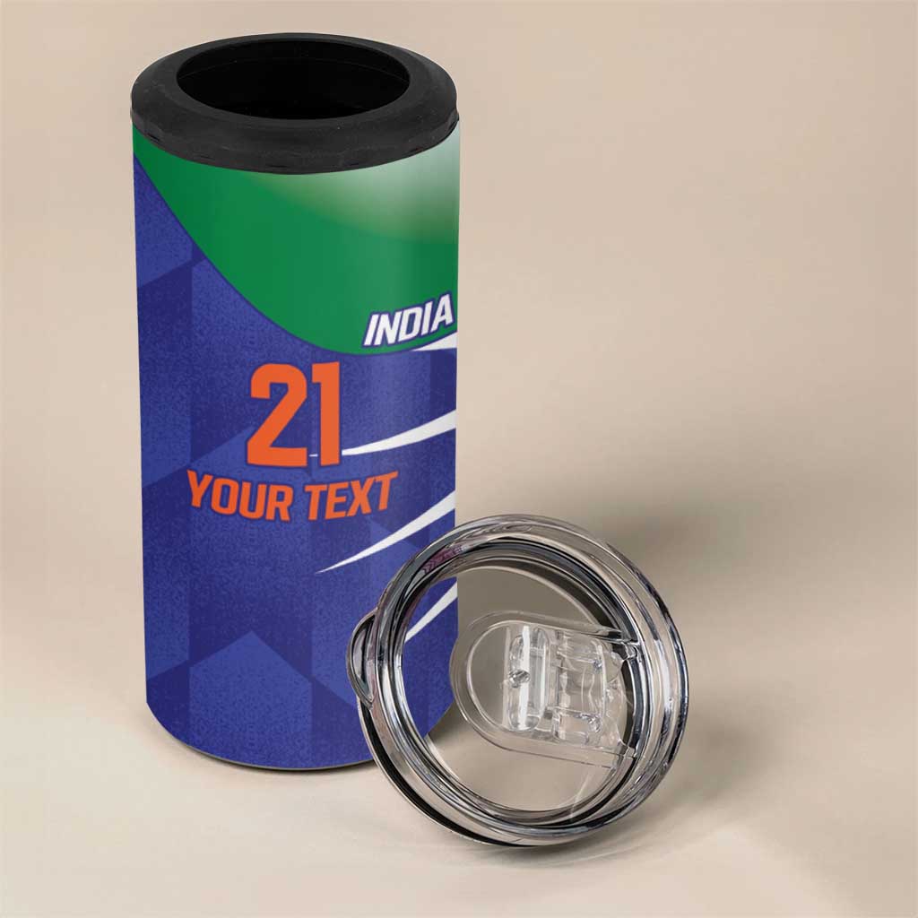 India Cricket Custom 4 in 1 Can Cooler Tumbler Ashoka Chakra with Flag Style