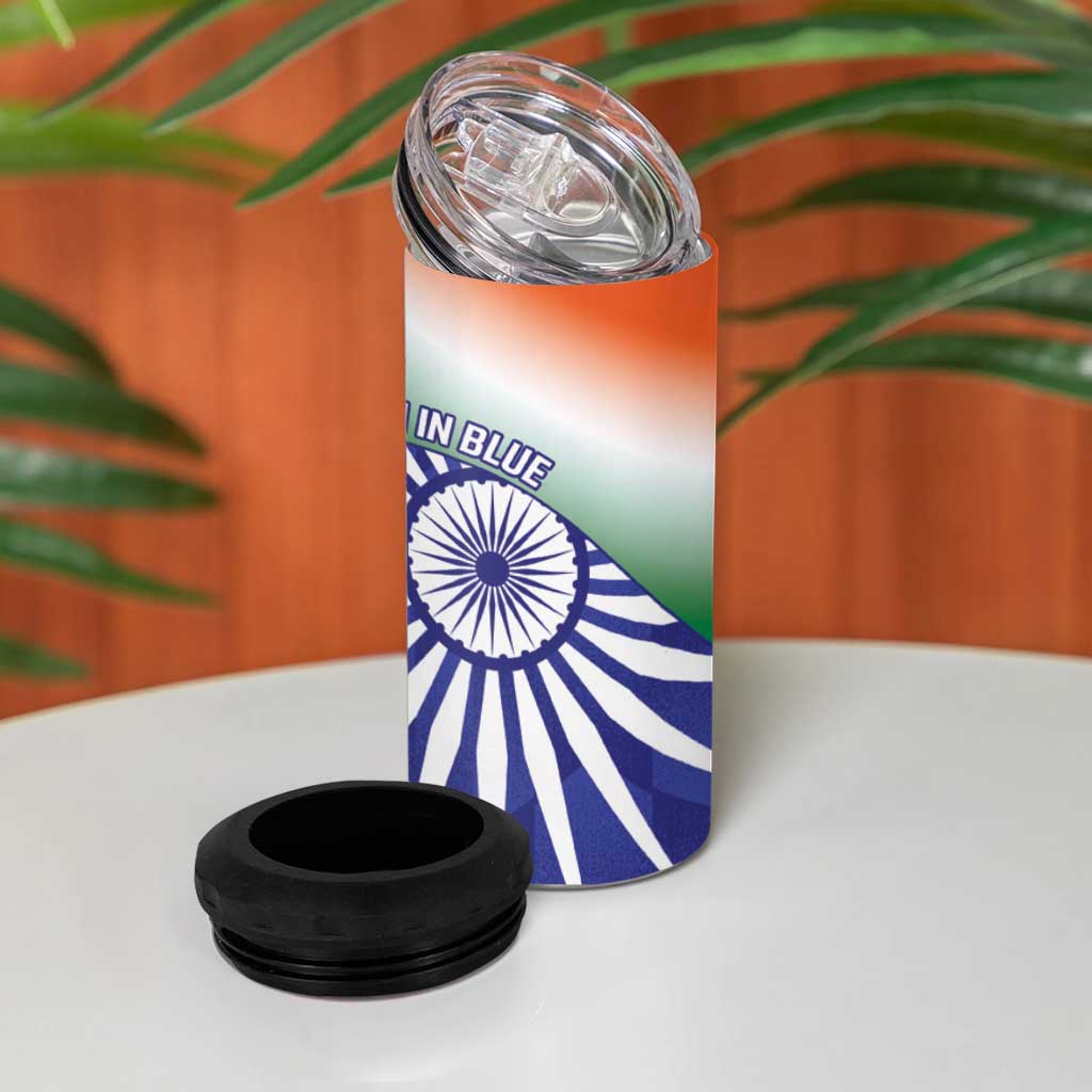 India Cricket Custom 4 in 1 Can Cooler Tumbler Ashoka Chakra with Flag Style