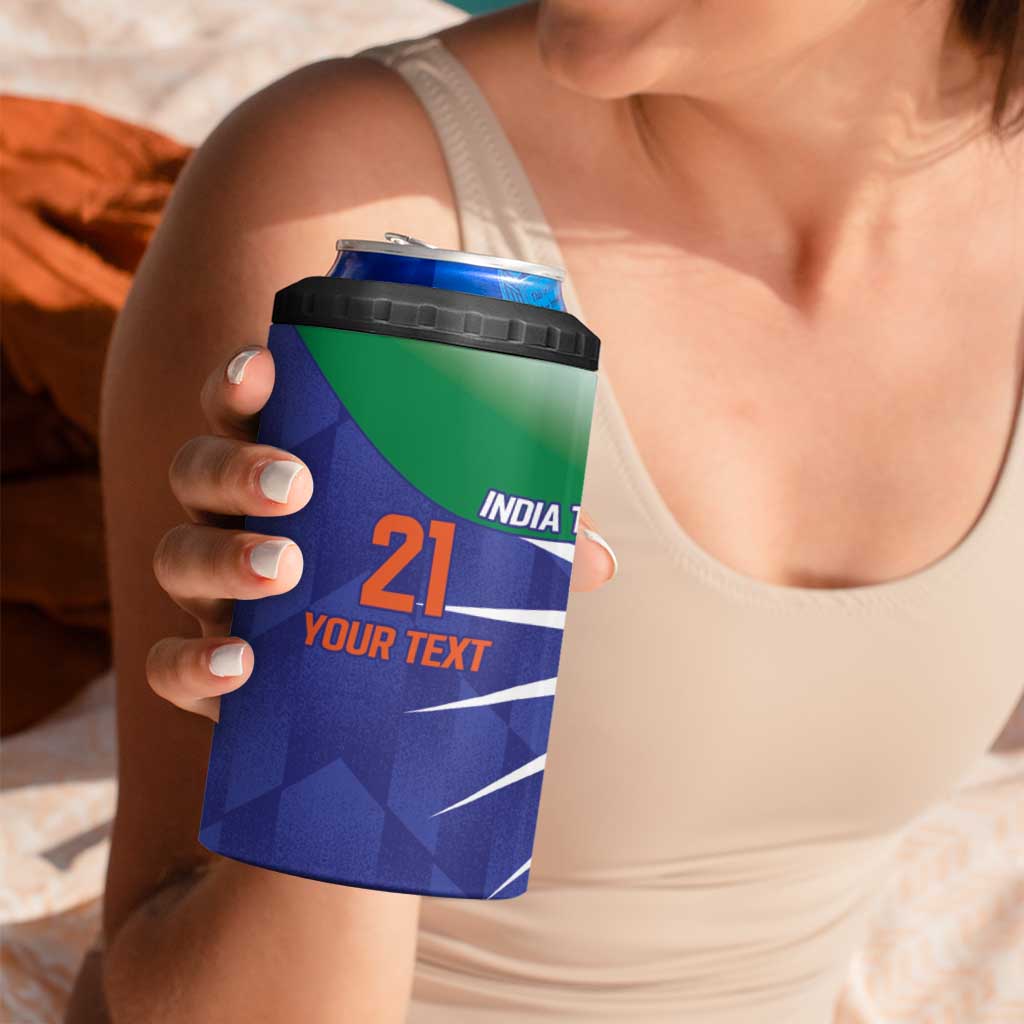 India Cricket Custom 4 in 1 Can Cooler Tumbler Ashoka Chakra with Flag Style