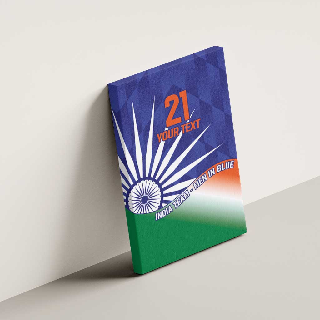 India Cricket Custom Canvas Wall Art Ashoka Chakra with Flag Style