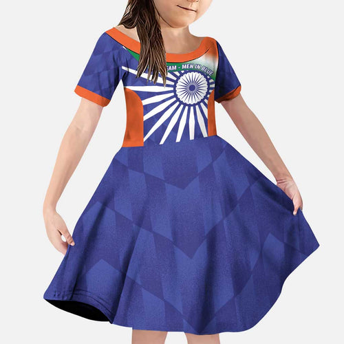 India Cricket Custom Family Matching Puletasi and Hawaiian Shirt Ashoka Chakra with Flag Style