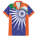 India Cricket Custom Hawaiian Shirt Ashoka Chakra with Flag Style