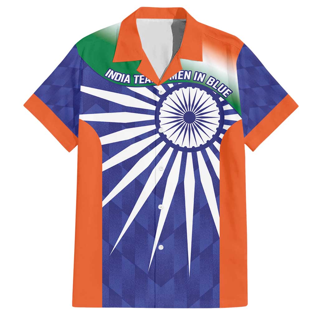 India Cricket Custom Hawaiian Shirt Ashoka Chakra with Flag Style
