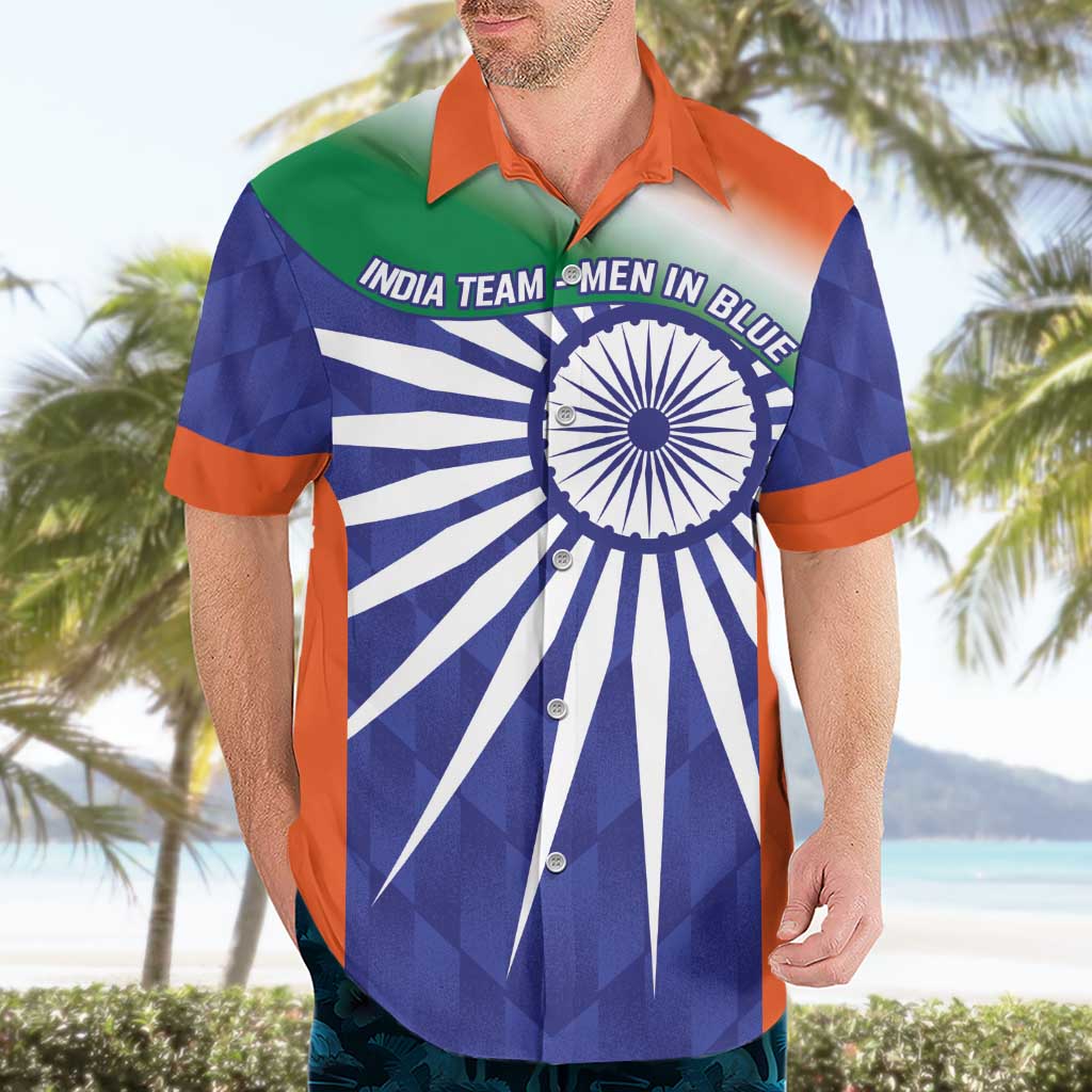 India Cricket Custom Hawaiian Shirt Ashoka Chakra with Flag Style