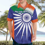 India Cricket Custom Hawaiian Shirt Ashoka Chakra with Flag Style