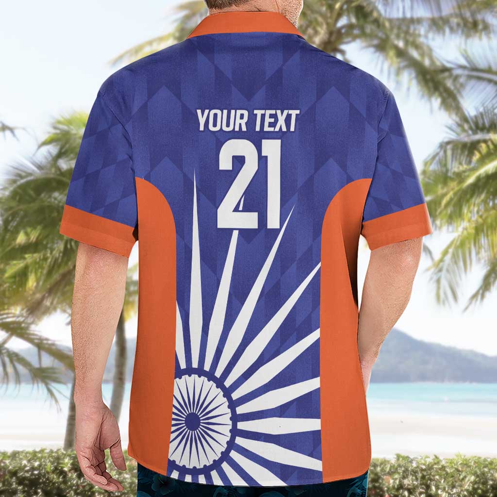 India Cricket Custom Hawaiian Shirt Ashoka Chakra with Flag Style
