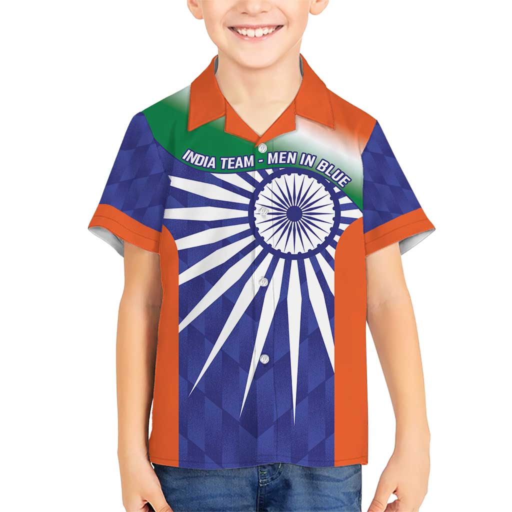 India Cricket Custom Hawaiian Shirt Ashoka Chakra with Flag Style
