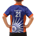 India Cricket Custom Hawaiian Shirt Ashoka Chakra with Flag Style