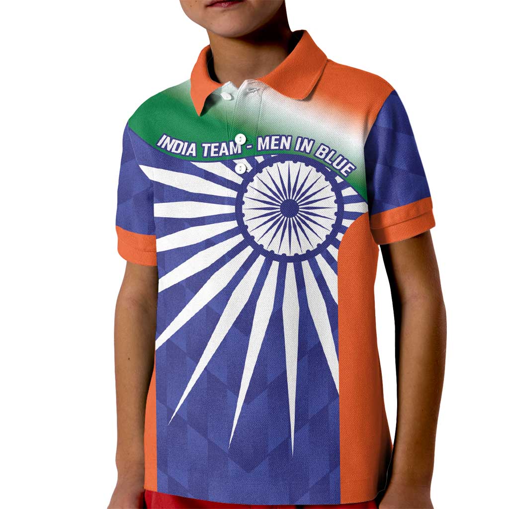 India Cricket Custom Kid Polo Shirt Ashoka Chakra with Flag Style