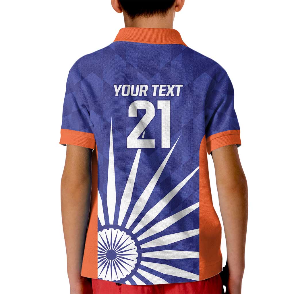 India Cricket Custom Kid Polo Shirt Ashoka Chakra with Flag Style