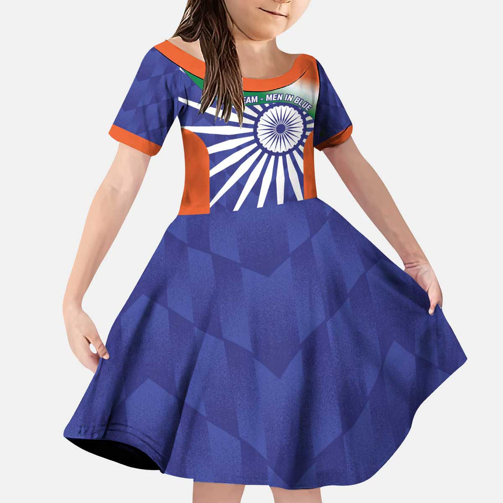 India Cricket Custom Kid Short Sleeve Dress Ashoka Chakra with Flag Style