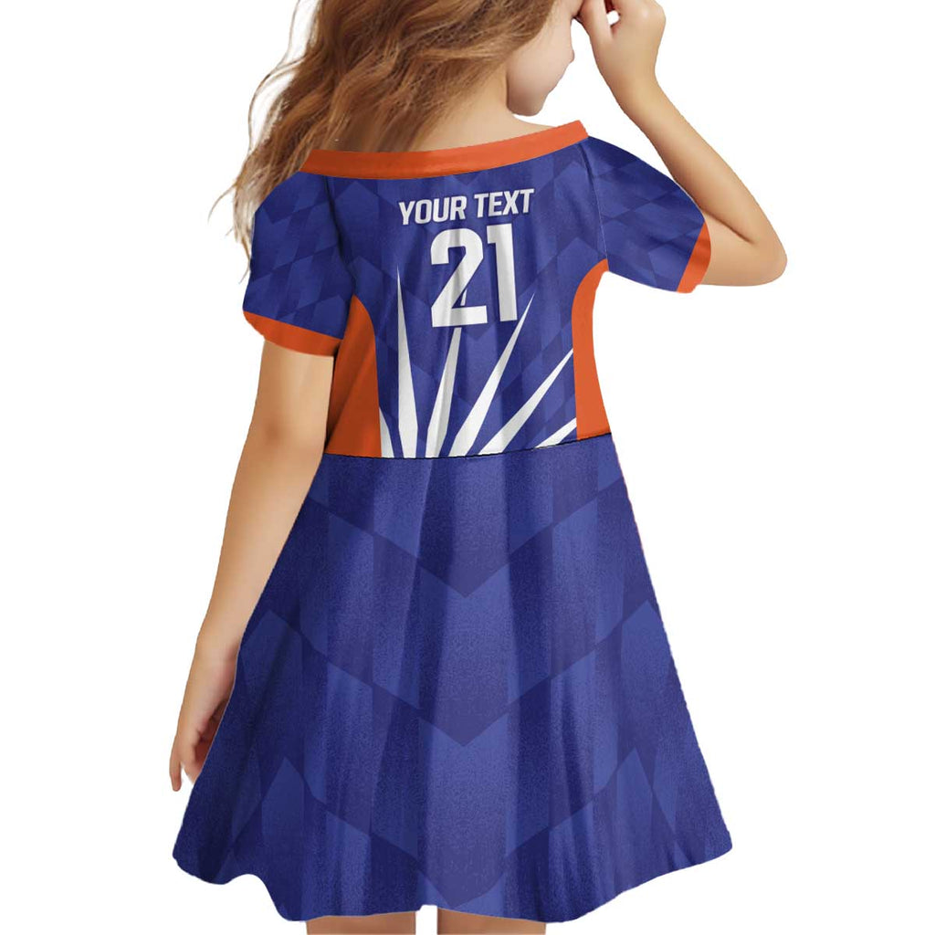 India Cricket Custom Kid Short Sleeve Dress Ashoka Chakra with Flag Style