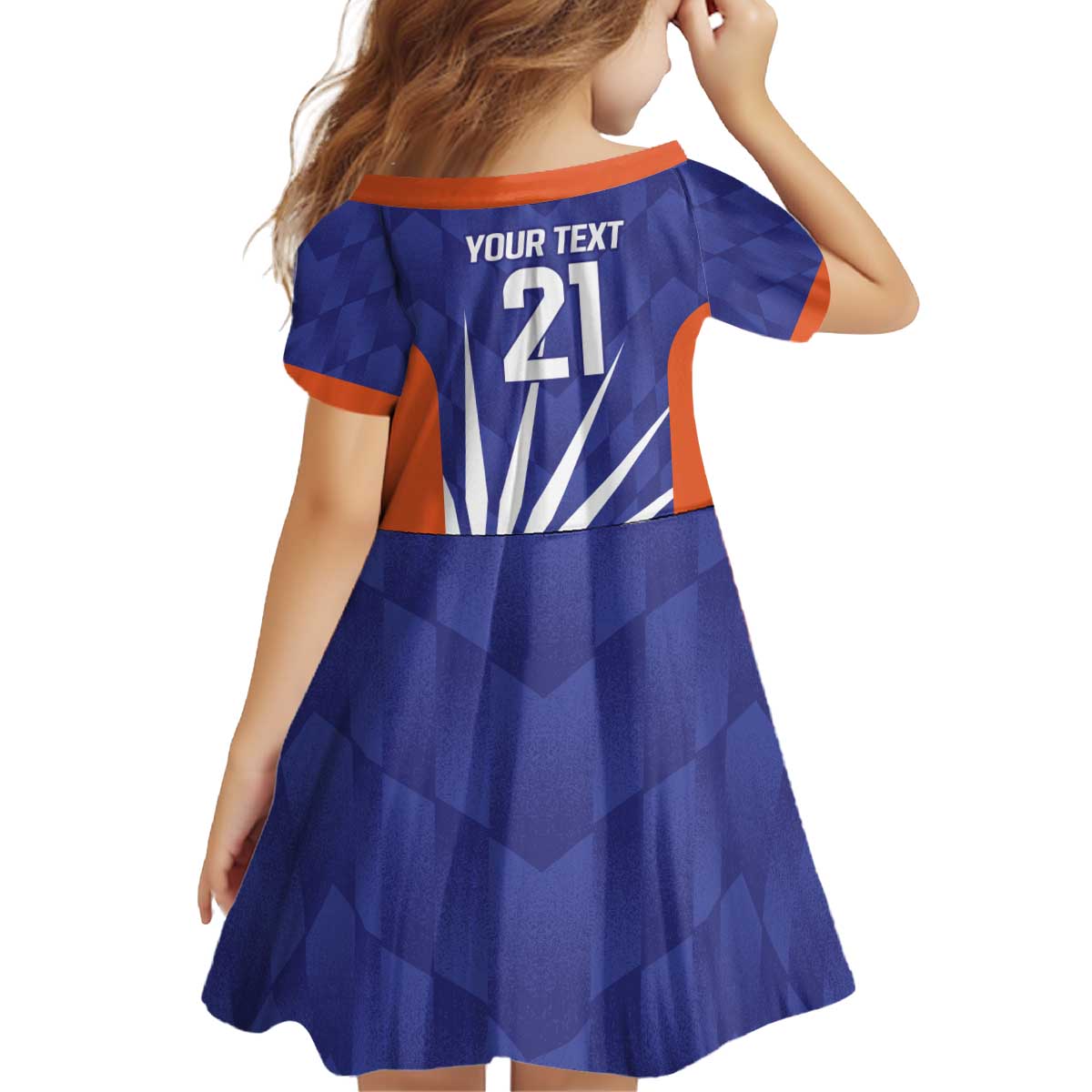 India Cricket Custom Kid Short Sleeve Dress Ashoka Chakra with Flag Style