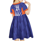 India Cricket Custom Kid Short Sleeve Dress Ashoka Chakra with Flag Style