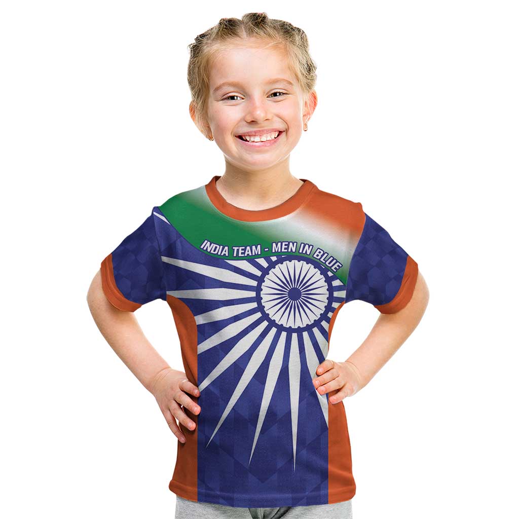 India Cricket Custom Kid T Shirt Ashoka Chakra with Flag Style