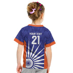 India Cricket Custom Kid T Shirt Ashoka Chakra with Flag Style