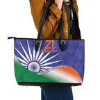 India Cricket Custom Leather Tote Bag Ashoka Chakra with Flag Style