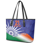 India Cricket Custom Leather Tote Bag Ashoka Chakra with Flag Style
