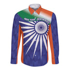 India Cricket Custom Long Sleeve Button Shirt Ashoka Chakra with Flag Style
