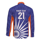 India Cricket Custom Long Sleeve Button Shirt Ashoka Chakra with Flag Style
