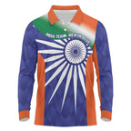 India Cricket Custom Long Sleeve Polo Shirt Ashoka Chakra with Flag Style