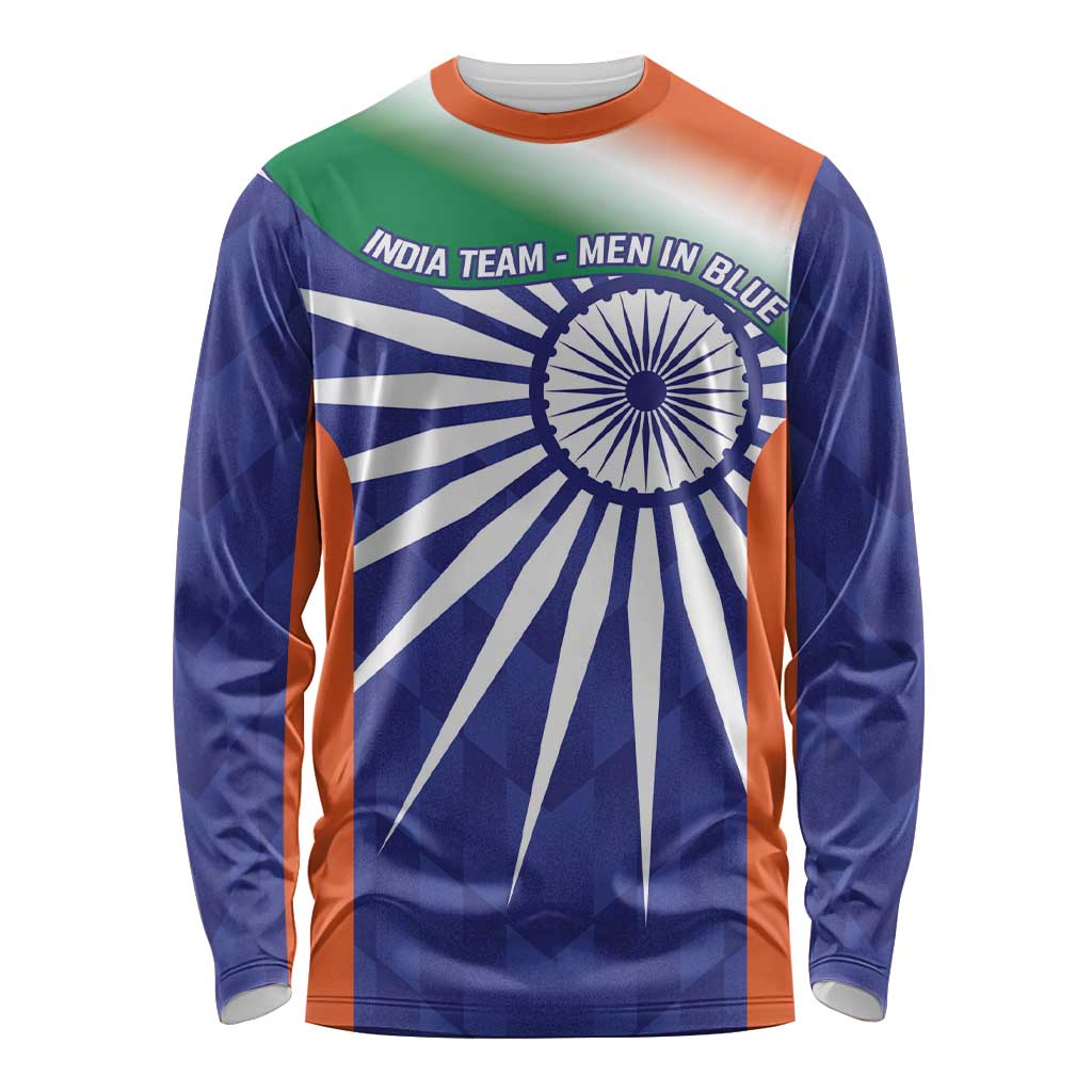 India Cricket Custom Long Sleeve Shirt Ashoka Chakra with Flag Style