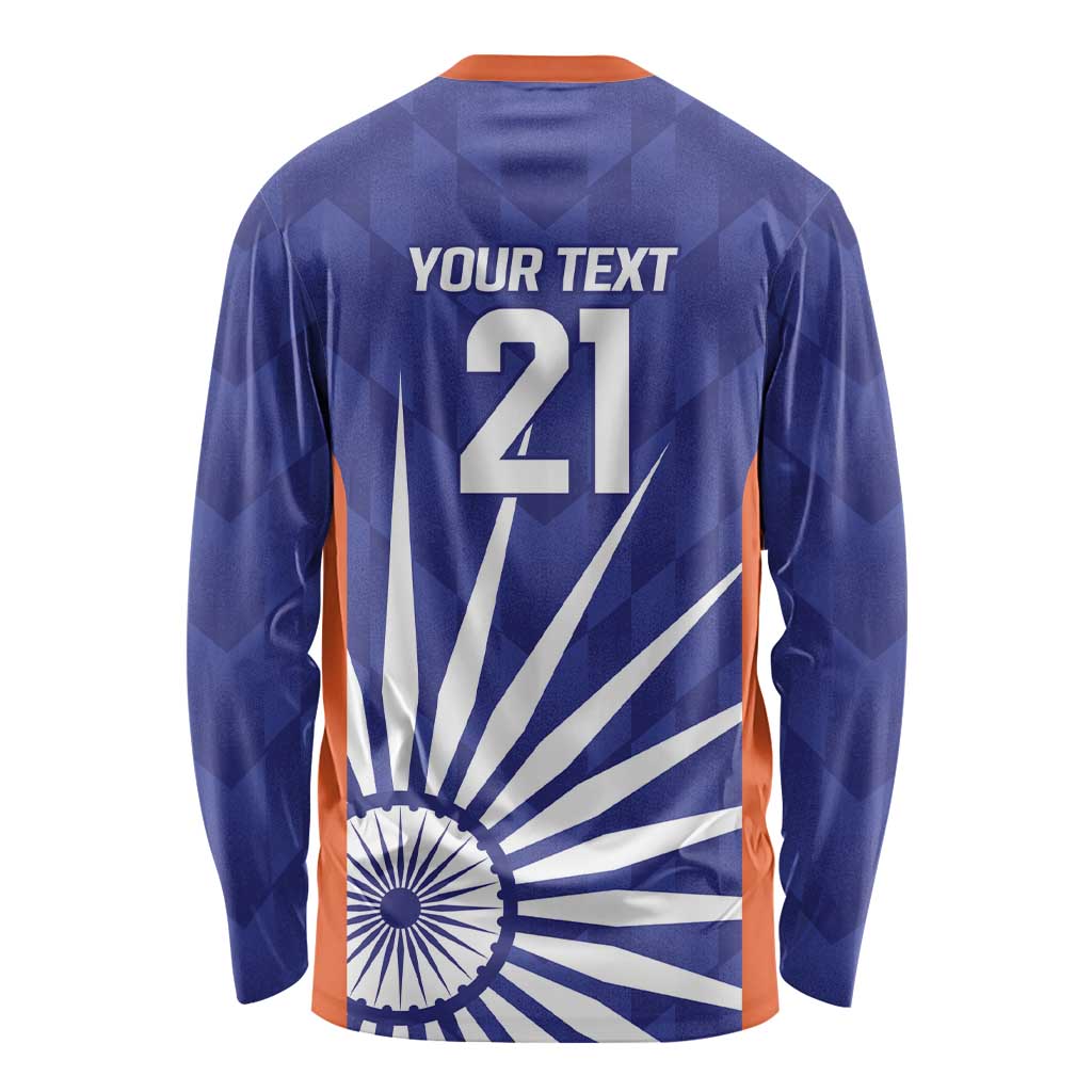 India Cricket Custom Long Sleeve Shirt Ashoka Chakra with Flag Style