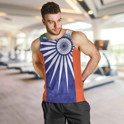 India Cricket Custom Men Tank Top Ashoka Chakra with Flag Style