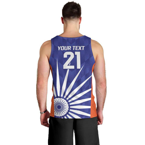 India Cricket Custom Men Tank Top Ashoka Chakra with Flag Style