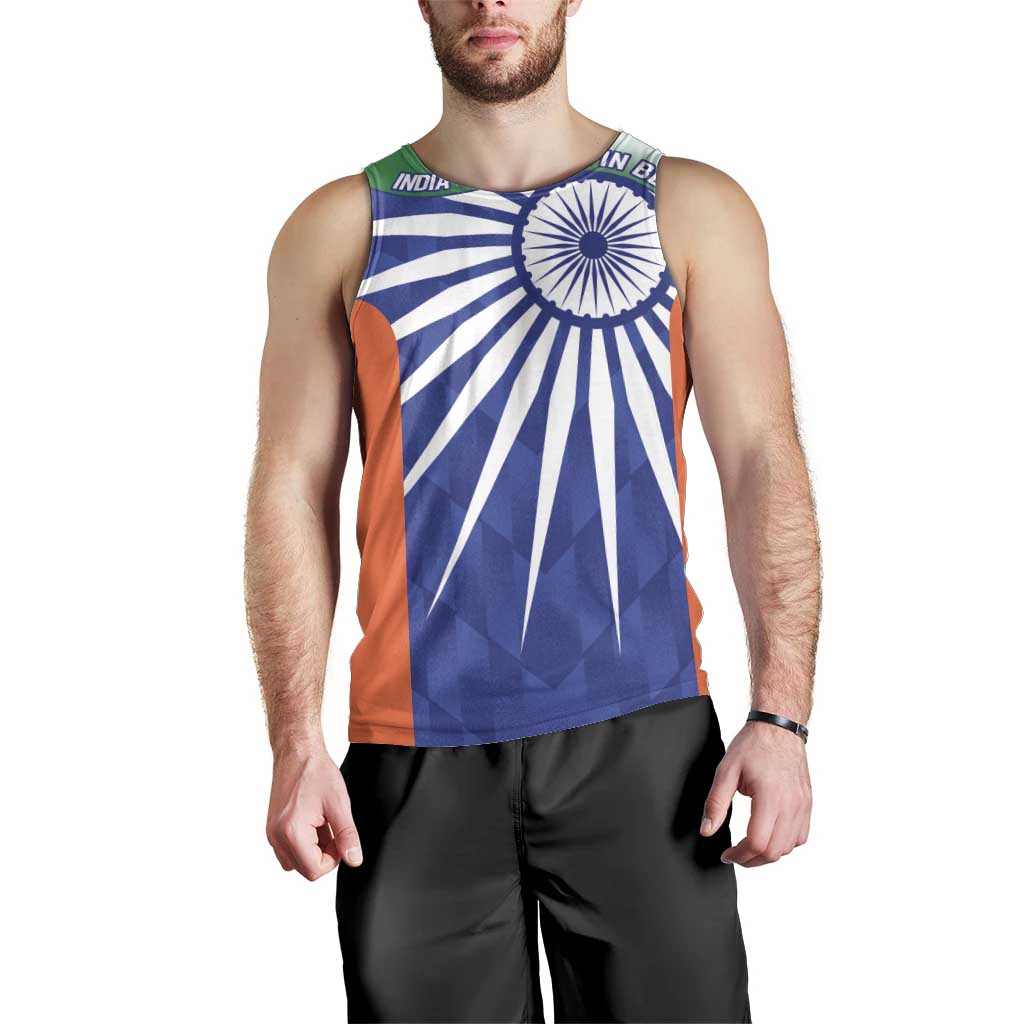India Cricket Custom Men Tank Top Ashoka Chakra with Flag Style