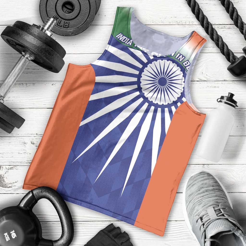India Cricket Custom Men Tank Top Ashoka Chakra with Flag Style