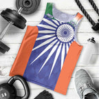India Cricket Custom Men Tank Top Ashoka Chakra with Flag Style