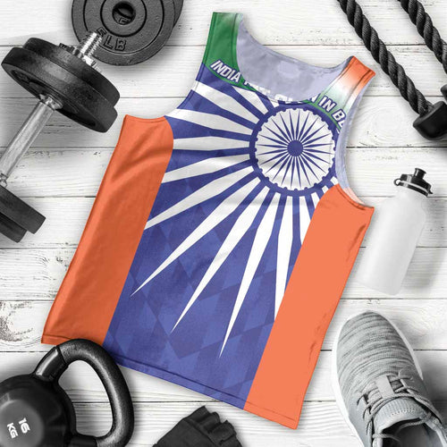 India Cricket Custom Men Tank Top Ashoka Chakra with Flag Style