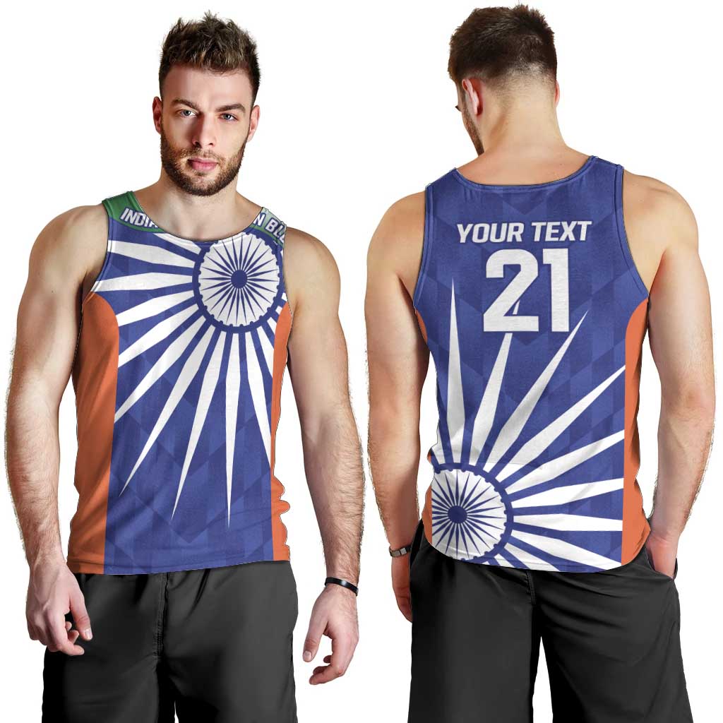 India Cricket Custom Men Tank Top Ashoka Chakra with Flag Style