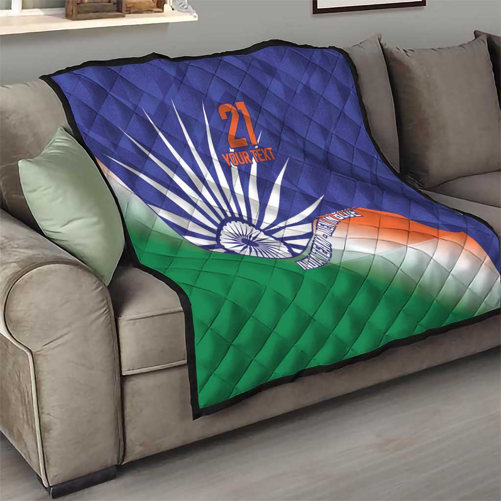 India Cricket Custom Quilt Ashoka Chakra with Flag Style