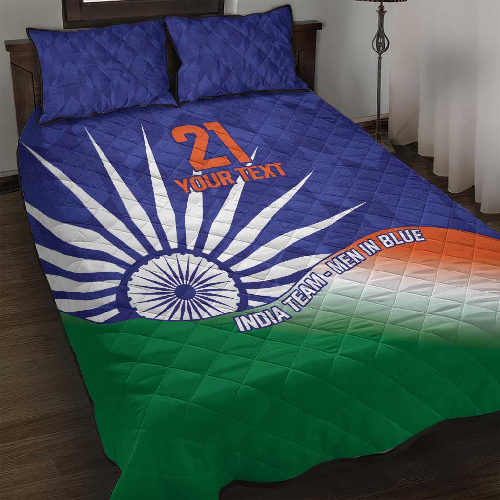 India Cricket Custom Quilt Bed Set Ashoka Chakra with Flag Style