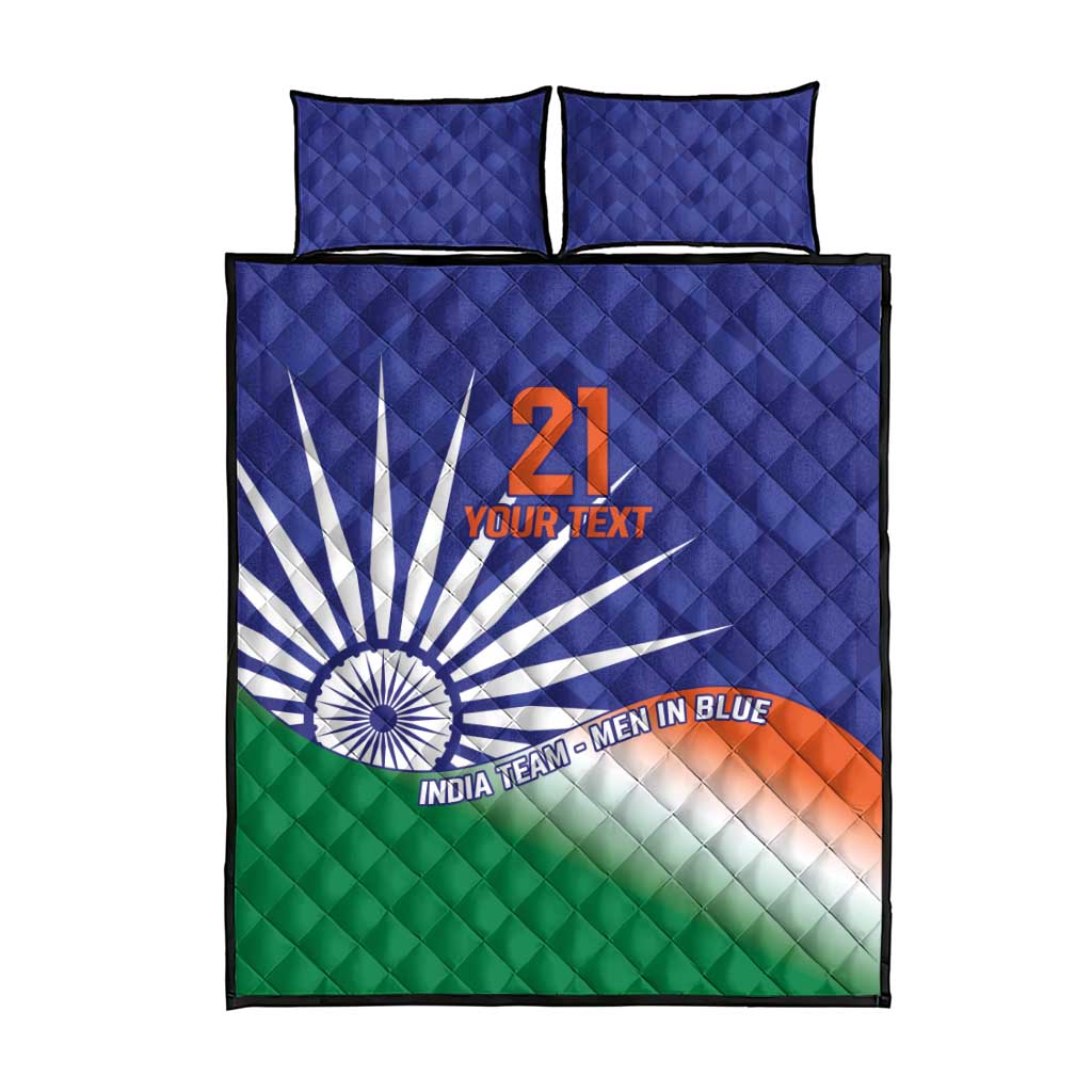 India Cricket Custom Quilt Bed Set Ashoka Chakra with Flag Style