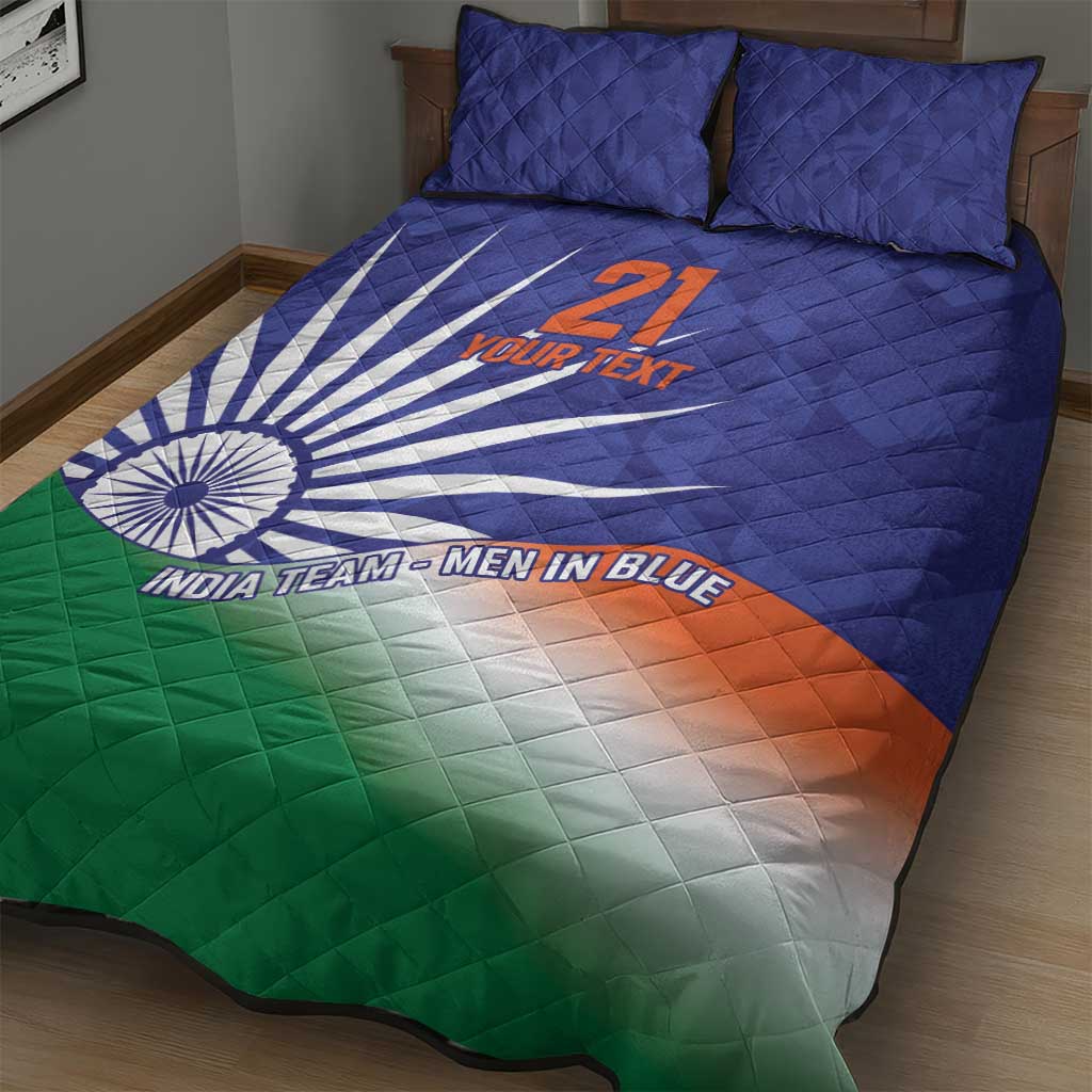 India Cricket Custom Quilt Bed Set Ashoka Chakra with Flag Style