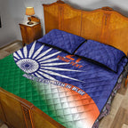 India Cricket Custom Quilt Bed Set Ashoka Chakra with Flag Style